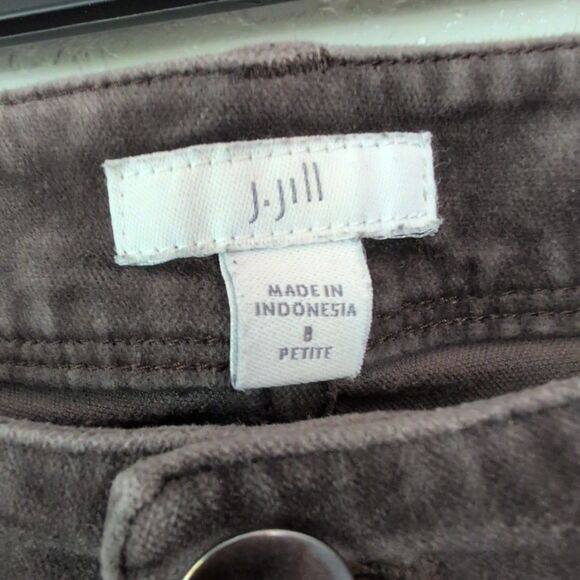 J Jill Charcoal Gray Velvet Velour Pants Jeans Stretch Taper Womens 8 Petite - Picture 2 of 12